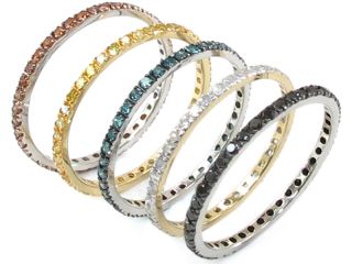 10K or 14k Gold Solid Multi Color Diamond 1 5mm Eternity Stackable