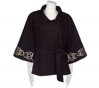 Simply. Chloe Dao Embroidered Kimono Sleeve Short Jacket —