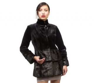 Luxe Rachel Zoe Mixed Faux Fur Coat with Stand Collar —