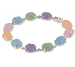 As Is Colors of Jade Sterlin g 7 1/4 Scarab Bracelet —
