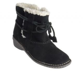 White Mountain Suede Faux Fur Lined Lace Around Booties —
