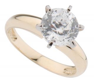 Diamonique 100 Facet 2 ct Solitaire Ring 14K Gold —