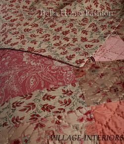 LUXURY ARMOIRE COLLECTION VINTAGE RASPBERRY FLORAL KING QUILT SET