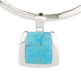 Sterling Turquoise Pendant with Collar Necklace —