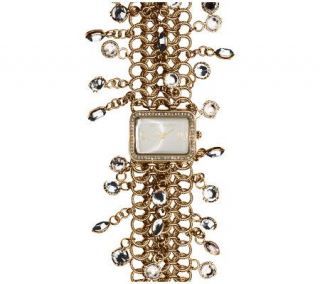 Betsey Johnson Ladies Goldtone Chain Link Bracelet Watch —