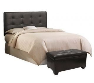 Home Reflections Bonded Leather Full Headboard& Bench —