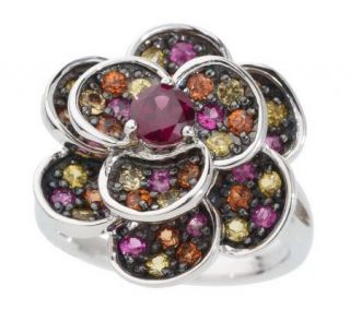 Sterling 1.50 ct tw Multi color Sapphire Flower Ring —