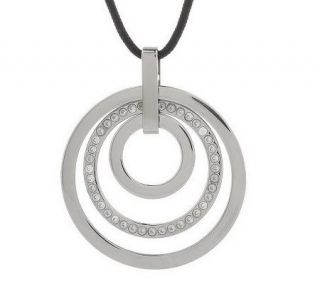 As Is Diamonique Stainless Steel Multi circle Pendant w/ Cord 