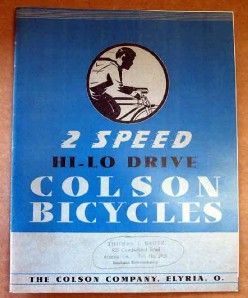 Classic 1934 Colson Hi Lo Bicycle Catalog Antique Bike