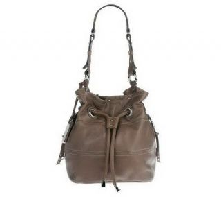 Makowsky Glove Leather Snap Top Drawstring Shoulder Bag —