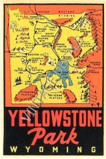 Vintage Yellowstone Park Wyoming Map Lindgren Turner Travel Water
