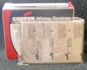 New 5Pc Cooper 93073 3Gang Stainless Steel Switch Plate New