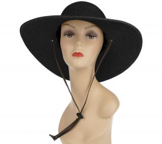 UPF 50 Ladies Packable Paper Braid Straw Hat w/Leather Cord