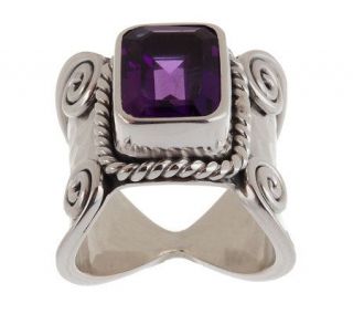   Crafted Sterling Swirl Design 2.50 ct Gemstone Ring —