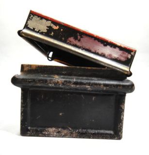 antique ORIG. MINI METAL CASH BOX~DIME BANK w/LOCK salesman sample