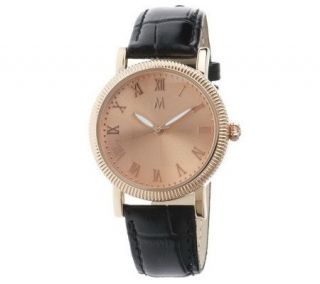 Melania Times Square Coin Edge Leather Strap Watch —