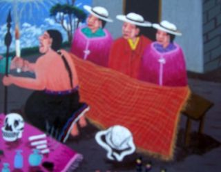 Magdalena Toaquiza Santeria EQUADOR Tigua Art Painting