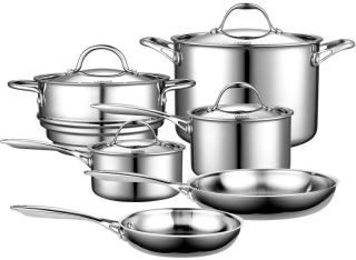 Cooks Standard Multi Ply Clad Stainless Steel 10 Piece Cookware Set