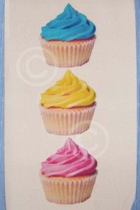 cupcakes in a row carrier bag holder cream cotton