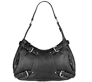 Maxx New York Pebble Leather Hobo with Buckle Detail —