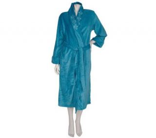 Stan Herman Diamond Plush Embroidered Wrap Robe —