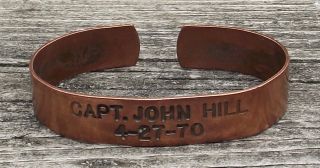 Vietnam pow MIA Copper Bracelet Capt John R Hill US Army Medivac Pilot
