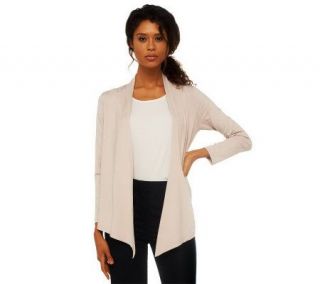 George Simonton Long Sleeve Open Front Cardigan with Pleat Detail 