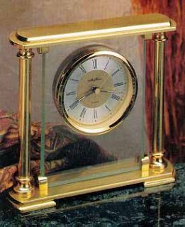 Seth Thomas Mirage Brass and Glass Desk Clock —