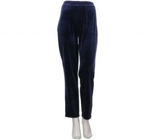 Susan Graver Stretch Velvet Pull on Regular Slim Pants   A219049