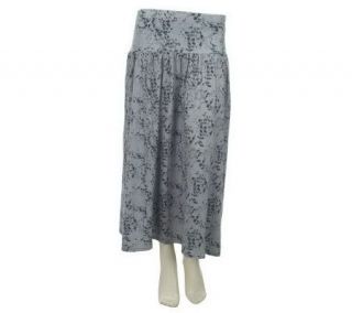 Belle Gray by Lisa Rinna Animal Print Knit Skirt with Gathering