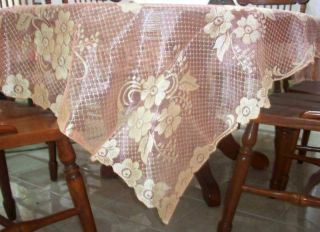 Coral Gold French Lace Embroidery Tablecloth 60 x 90