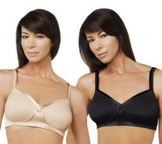 Breezies Set of 2 Soft Cup Bras with Satin Trim and UltimAir   A216456