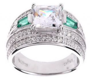 Epiphany Diamonique Princess Cut & Simulated Gemstone Ring —