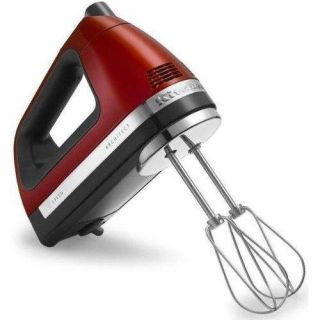 KitchenAid Hand Mixer 9 Speed Red Swivel Cord Bag Rod
