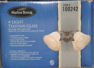Harbor Breeze Tea Stain Glass Shades Ceiling Fan 4 Light Kit