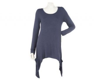 LOGO by Lori Goldstein Long Sleeve High Low Hem Knit Tunic —