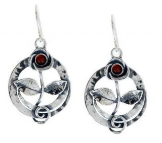 Or Paz Sterling Gemstone Floral Design Dangle Earrings —