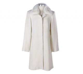 Marvin Richards Boucle Coat with Removable Faux Fur Collar —