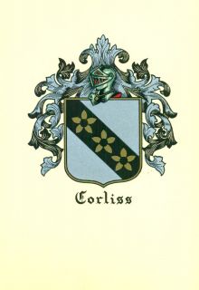 Great Coat of Arms Corliss Family Crest Genealogy Would Look Great