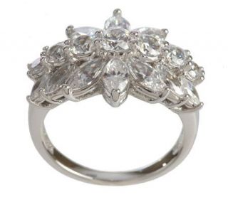Epiphany Platinum Clad Diamonique Bold Floral Cluster Ring —