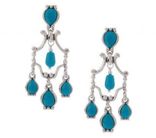 Carolyn Pollack Sterling Turquoise Elegance Dangle Earrings — 