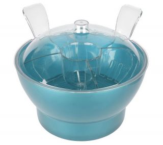 Salad On Ice Serving Bowl with Divider, Ice Grate and Salad Tongs 