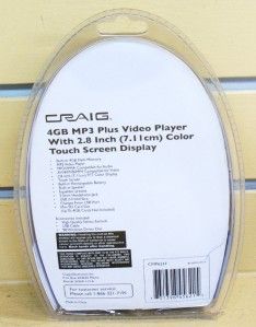 CRAIG 4GB  PLUS VIDEO PLAYER 2.8 COLOR TOUCH SCREEN DISPLAY