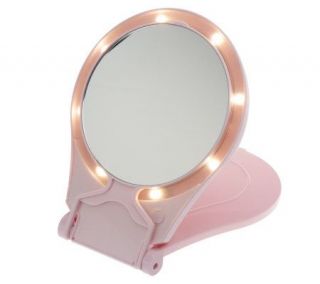 Floxite 10X/1X Lighted Travel Mirror w/Stand —
