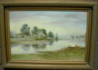 Fine Antique Landscape Painting After Corot In Fine Frame__Estate Find