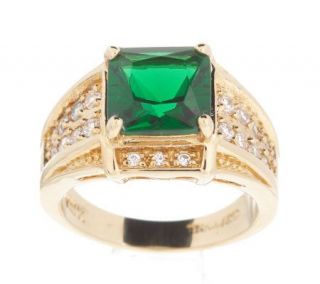 Jacqueline Kennedy Square Cut Simulated Emerald Ring —