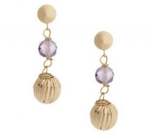 EternaGold 2.60 ct tw Gemstone and Fluted Bead Earrings, 14K