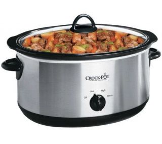 Crock Pot 7 Quart Oval Manual Slow Cooker   Stainless Steel — 
