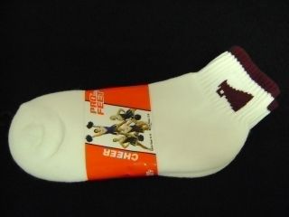 Cheer Socks White w Colored Megaphone Top Stripe 3 Pack Great Price