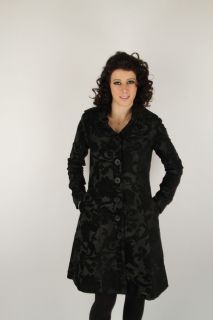 Desigual Size 44 Corinne Abrig Coat Black Embroidered Brocade 17E2932